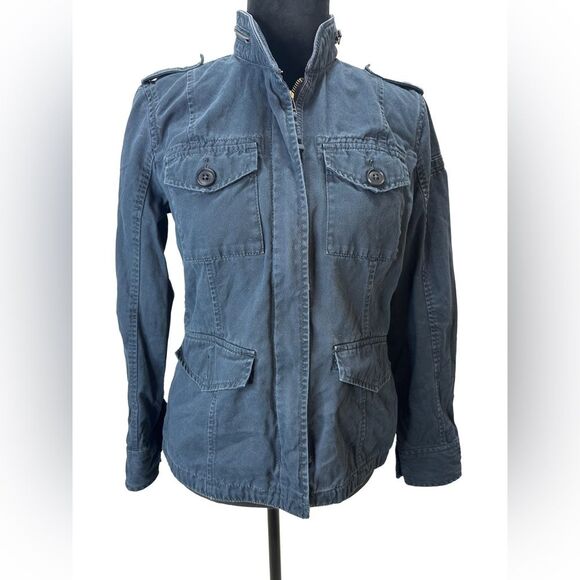 Abercrombie & Fitch Jackets & Blazers - Abercrombie & Fitch Size SMALL Navy Cotton Cinch Waist Utility Jacket